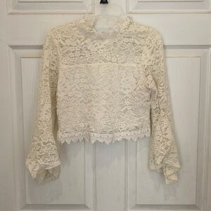 High Neck Long Sleeve Lace Top